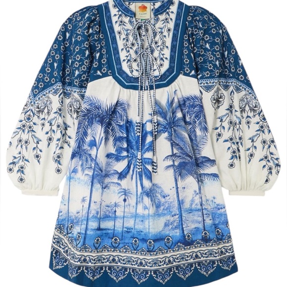 Farm Rio Palm Tree Beach Off-White Mini Dress NWT - Picture 5 of 15